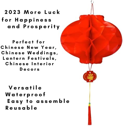 Pack of 15 Red Chinese Lanterns Decorations - Red Paper Lanterns for Chinese New Year Decor Weddings Spring Festival Decorations