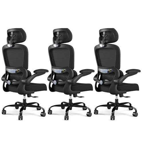 Image of TRALT Office Chair Ergonomic Desk Chair, 330 LBS Home Mesh Office Desk Chairs with Wheels, Comfortable Gaming Chairs (3, Black)