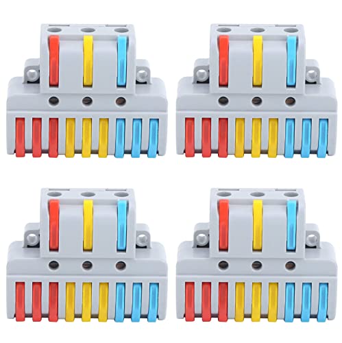 Image of Wire Nut Connectors Conductor - Push in Terminal Wire Connector - Compact Quick Wiring - Electrical Connector (4pcs, 3 to 9 Inline, Multi)