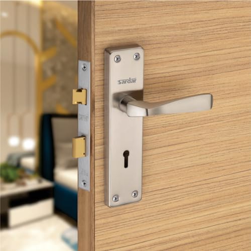 Image of SARDAR IM-04 SS Iron Handle Set 7 Inch|2 Keys | 6 Lever Single Turn Lock Set| Handle Set for Door, Bathroom, Bedroom, Living Room| (SS), Silver