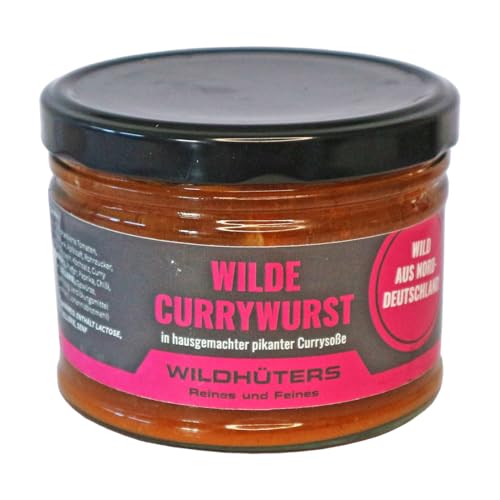 WILDHÜTERS | Pikante Wildfleisch-Currywurst | aus Hirsch-, Reh- und Wildschweinfleisch in fruchtiger Currysauce, tafelfertig | 350g