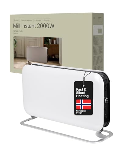 Mill Heat 99401 - Riscaldatore portatile a ricircolo 2000 W, termostato digitale, elementi riscaldanti in acciaio, protezione contro il surriscaldamento, 3 livelli di riscaldamento, casa/ufficio