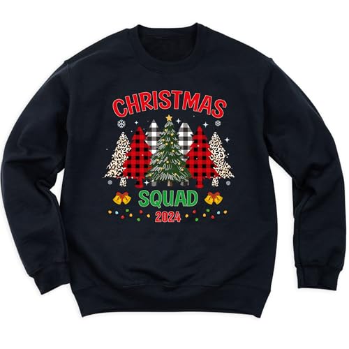 Christmas Squad Family Matching Sweatshirt - Unisex Christmas Tree 2024 Design for Women - Holiday Hoodie