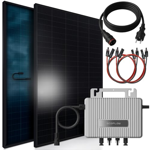 SUNNIVA 920W Balkonkraftwerk BIFAZIAL FULLBLACK komplett Steckdose Ecoflow 800W Wechselrichter, PV Solaranlage, 2x 460W Glas-Glas Solarmodule, inkl. 5m Kabel, Bluetooth WIFI, Komplettset SUNNIVA 920W Balkonkraftwerk BIFAZIAL FULLBLACK komplett Steckdose Ecoflow 800W Wechselrichter, PV Solaranlage, 2x 460W Glas-Glas Solarmodule, inkl. 5m Kabel, Bluetooth WIFI, Komplettset