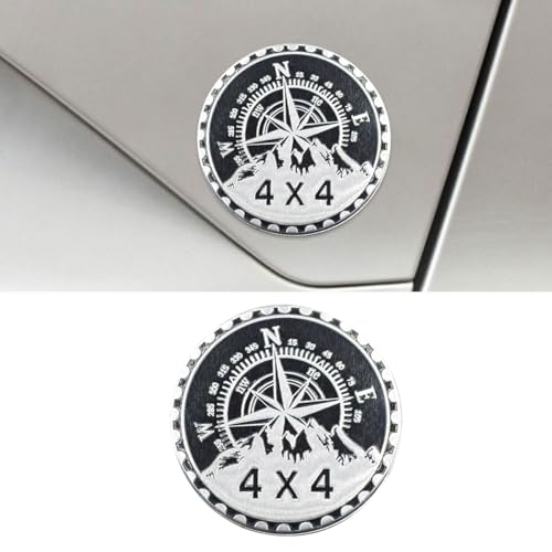 Compass Badge Rated Car Emblem 4 x 4 Round Automotive Emblem Decal 3D Metal Car Exterior Decoration Sticker for Cars Trucks SUVs Wrangler Vehicles (Compass)