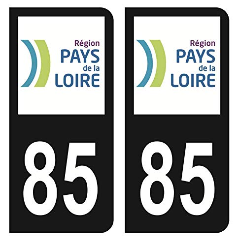 HADEXIA Autocollant Stickers Plaque immatriculation Voiture Auto département 85 Vendée Logo Région Pays de la Loire Noir Couleur
