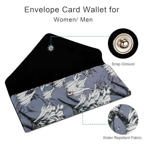 HAWEE Envelope Card Holder Wallet for Women Ultra Thin Water Resistant Multi-card Holder Purse, Purple Leaf — view 4