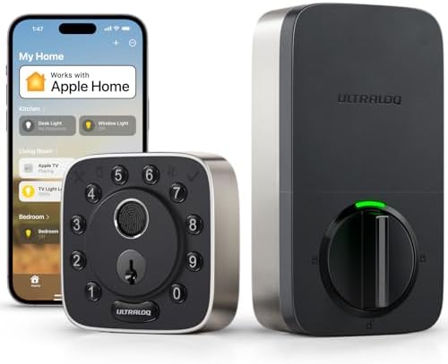 ULTRALOQ Bolt Fingerprint WiFi Smart Lock, Works with Apple Home, Siri, Alexa, 8-in-1 Keyless Entry with Fingerprint ID, App Remote Control, Keypad Deadbolt, BHMA Cert., Easy Install, 10 Mo. Battery