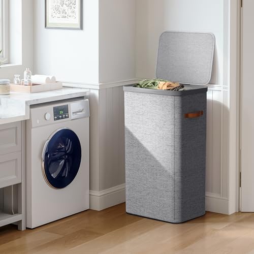 Sorbus Laundry Hamper with Lid - Collapsible Fabric Laundry Basket with Handles and Removable Laundry Bag – 26.5 Gallon (100 L) Dirty Clothes Hamper for Bedroom, bathroom and dorm (Gray) - image 3