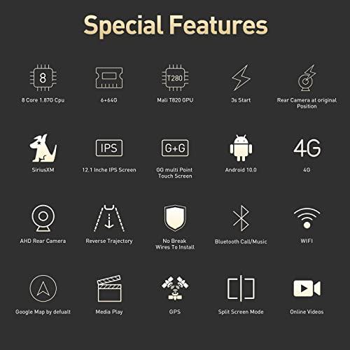 Yulu E10 Car Radio Stereo For Ford Explorer 2013 To 2019 Android 10.0 T-Style Head Unit Navigation 12.1 Inch Ips Touchscreen Build In Wireless Carplay Bluetooth Wifi Support Dsp Sirius #TOP6