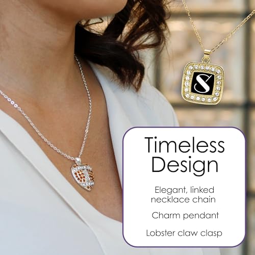 Inspired Silver - Silver Square Charm 18 Inch Necklace with Cubic Zirconia Jewelry4