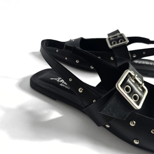 LUMINOSA Women’s Pointed-Toe Slingback Flats with Adjustable Strap2