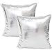 JOTOM Funda de Almohada de Color Sólido Funda de Cojín Decorativos para Sofá Cama 45X45cm,Juego de 2 (Plata)