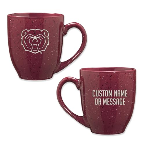 Image of Rico Industries NCAA Missouri State Bears Maroon Personalized 16 oz Team Color Laser Engraved Speckled Ceramic Coffee Mug