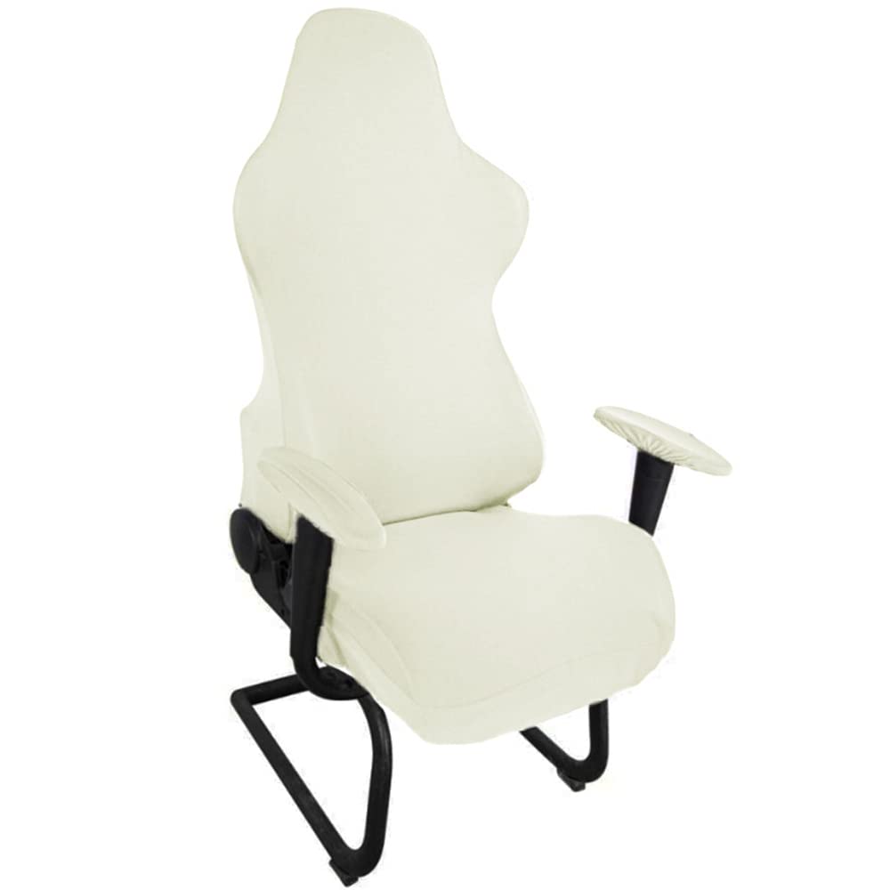 Highdi Cream Stretchable Gaming Chair Covers, Computer Office Chair Cover Stretch High Back, Spandex Gaming Armchairs Protector For Racing Chairs, Game Chair (One Size,)