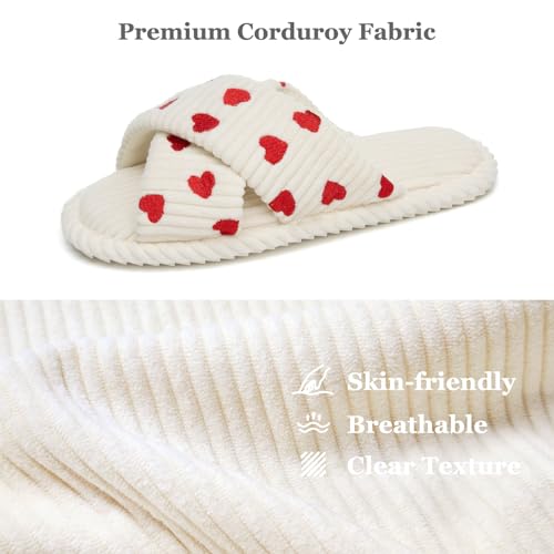 Image of GOEWY Slippers for Women Memory Foam House Bedroom Corduroy Crossbands Open Toe Slides Sandals Shoes Comfy Trendy Gift for womens Anti-Skid sole
