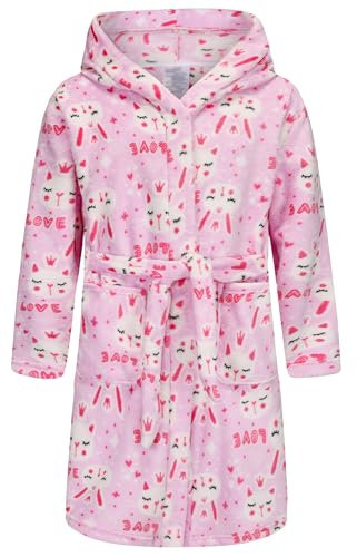 Image of Kids Hooded Bathrobe Girls Soft Plush Hooded Flannel Pajamas Sleepwear Boys Spa Robe