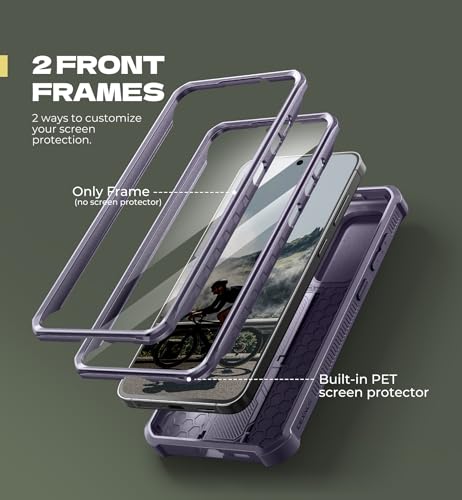 Image of Dexnor for Samsung Galaxy S25 FE Case with Upgraded Slide Camera Cover & 2 Front Frames & Built-in Screen Protector & Kickstand, Heavy-Duty Rugged Case Full-Body Protective Cover(2025),Phantom Purple