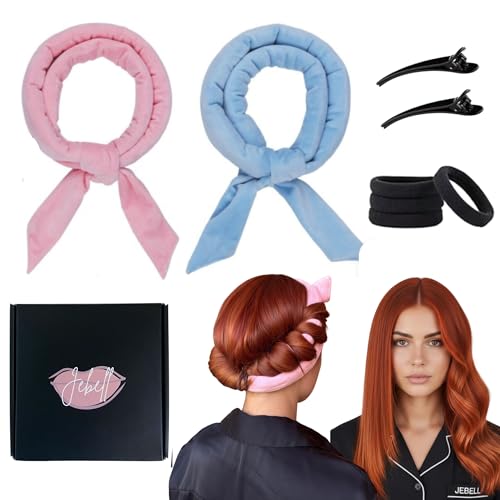 Rizador Pelo Sin Calor, Pack 2 rizadores Pelo Ondas, Ondas sin calor, Rizador de Pelo Sin Calor Terciopelo Premium, Rulos pelo, heatless curls, Rosa-Azul