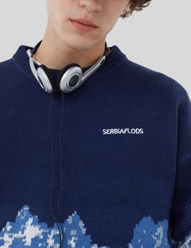 Image of Vamtac Mens Oversized Sweater Vintage Graphic Pullover Crewneck Knit Jumper Y2K Unisex Streetwear 2026 Fall Tops