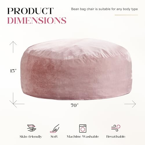 Image of Hobestluk Bean Bag Chair for Adult Giant Beanbag with Filler Pink 6FT | Breathable Material Removable Machine Washable Cover Memory Foam Living Room Bedroom Reading Gaming Oversized Large Big