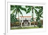 ART.COM Wall Art Print Palm Beach, Florida - Flagler House, Whitehall Exterior View on White Frame by Lantern Press, 44" x 32"