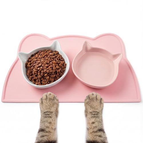 Gamelle chat céramique large anti-déversement avec tapis surélevé étanche - 9