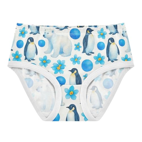 Joisal Polar Bears Penguins Blue White Toddlers Underwear Floral 2t Cotton Panties for Girl Colorful Briefs Kids Undies