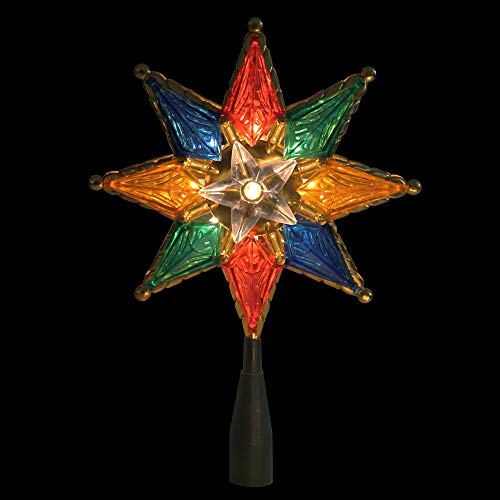 8" Lighted Multi Color 8-Point Star Christmas Tree Topper - Clear Lights #TOP2