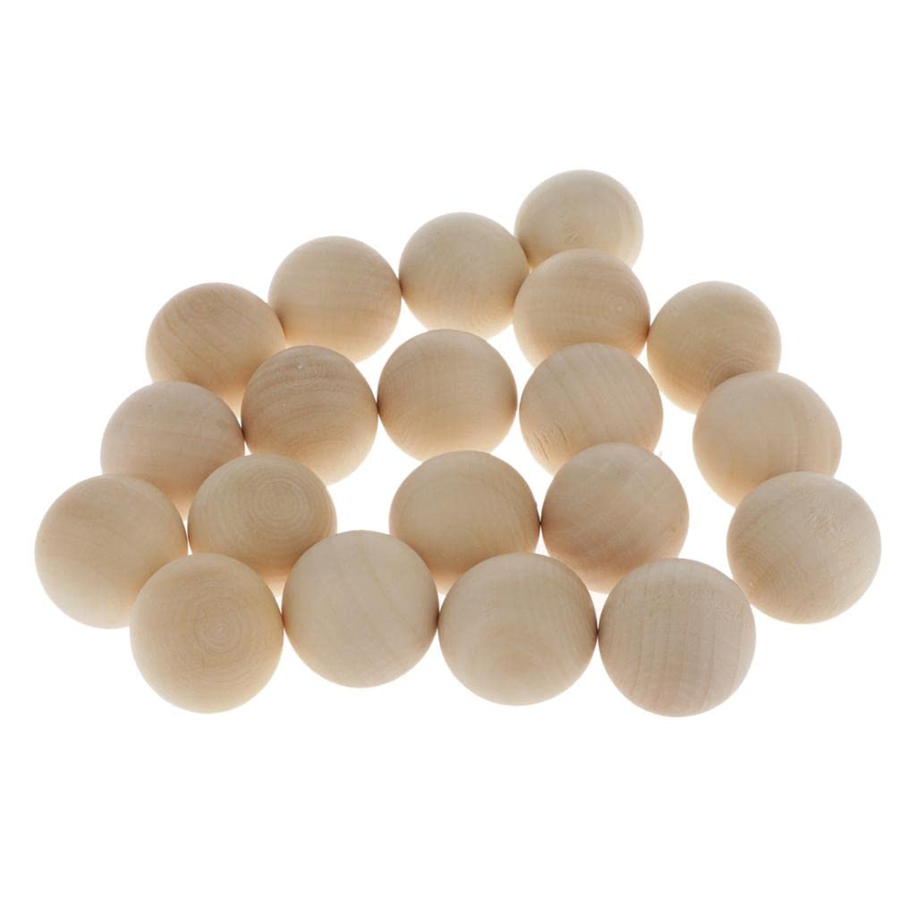 Juego de 5 cuentas redondas de madera sueltas de 10/20 piezas para joyas, manualidades, 30 mm, 20 unidades