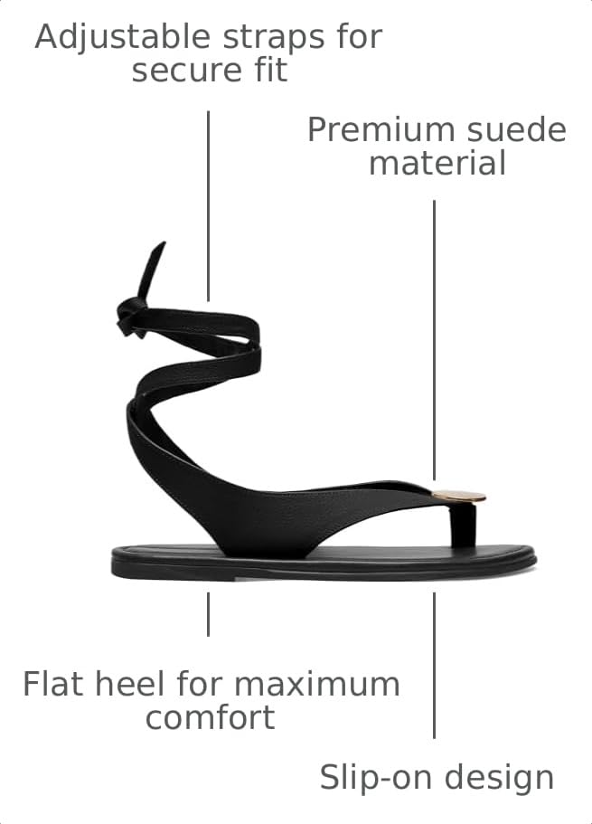 Image of Molozoey Strap Flip Flop Flat Sandals for Women with Metal Circular Ankle Strappy Ladies Fashion Cute Summer Thong Sandals Dressy.