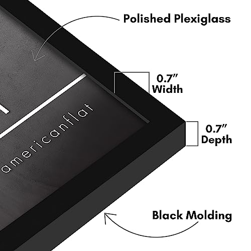 Americanflat 22x34 Poster Frame with Polished Plexiglass - Streamline Collection - Thin Border Picture Frame for Wall Display - Hanging Hardware Included - Black