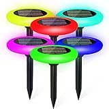 Aigleya 6 Pack Solar Pathway Lights with 7 Color Changing Outdoor Garden Weatherproof Auto On/Off...