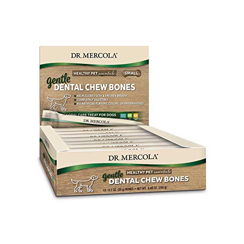 Dr. Mercola Gentle Dental Chew Bones Small, 12 Bones, Non GMO, Gluten Free, Soy Free