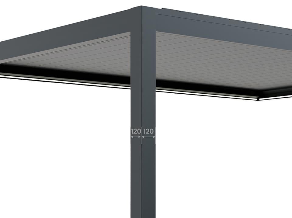 Direct ABRIS Pergola Bioclimatique Adossée Motorisée 12m² 3x4m Gris Anthracite Stellar - Eclairage Intégré
