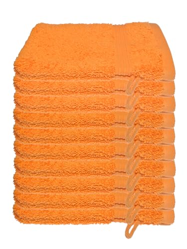 Julie Julsen 10er Pack Waschlappen 29 Farben erhältlich weich und saugstark 500gsm Öko Tex Orange 15 x 21 cm B-Ware