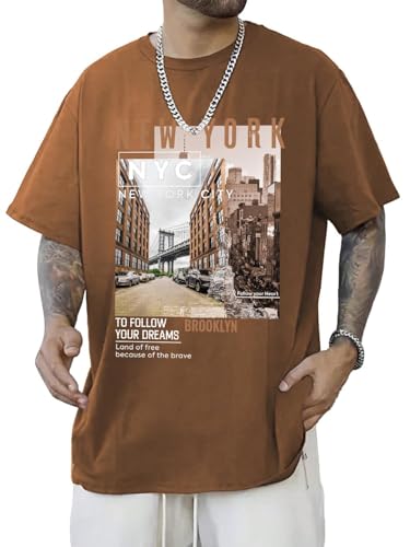 Image of CHKOKKO Mens Polyester Stylish Oversized T Shirt for Daily & Casual Wear Printed Design with Drop Shoulder & Half Sleeves