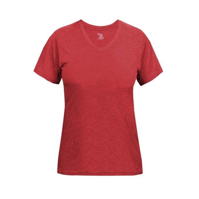 Badger Sports Tri-Blend Ladies' V-Neck Tee Red Heather Large