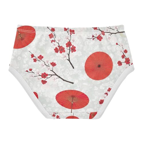 Toddler Girl Panties, Cherry Blossom Branches Red Cotton Underwear for Girls, 2–8 Years2