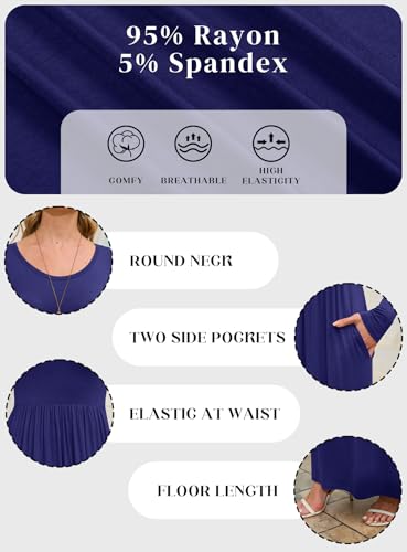 Image of DEARCASE Women's Maxi Dress Long Sleeve Crewneck Empire Waist Long Dresses