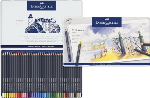 Faber-Castell Creative Studio Goldfaber Colour Pencil, Multicoloured Tin of 36 Pencils, Art, Craft, Drawing, Sketching, Home, School, University, Colouring