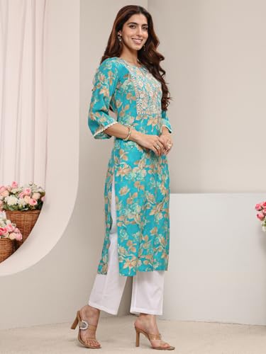 Image of Libas Printed Silk Blend Straight Kurta Suit