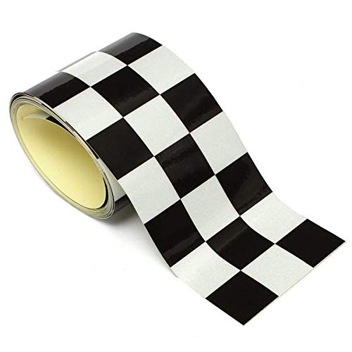 Ologymart 3 Inch Black White Checkered Flag Vinyl Decal Tape Car
