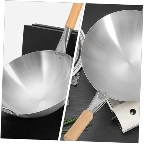 Wok de acero inoxidable con mango de madera miniatura 5