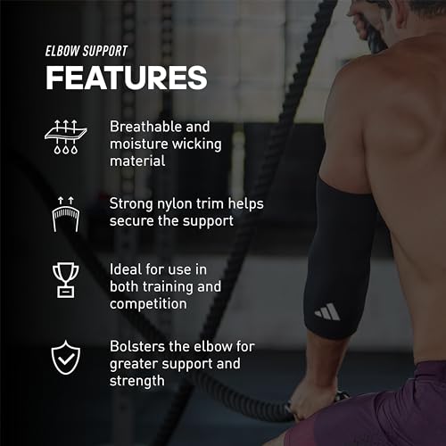 adidas Elbow Support Sleeve - Seamless and Smooth Elbow Support for Training, Competitions, and General Fitness - Ergonomic Design, Nylon Trim - Durable & Breathable