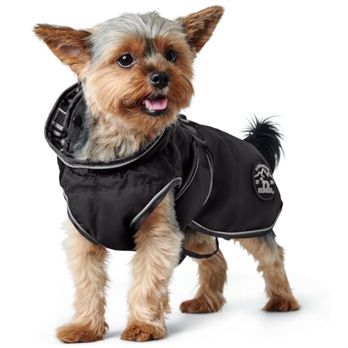 HUNTER Hundemantel UPPSALA, Farbe: schwarz, 2in1 Design mit herausknüpfbarem Innenfutter, wasserabweisend, reflektierende Paspeln, geschlossene Bauchseite, optimaler Sitz, Größe: 25