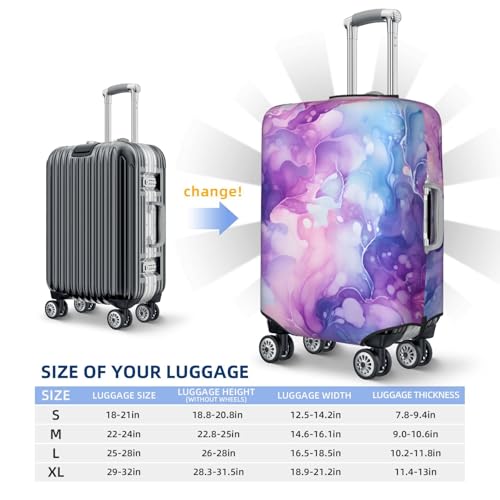 Blue Purple Watercolor Print Travel Luggage Cover for Suitcase Anti-Scratch Fashion Suitcase Protector Washable Elastic Baggage Covers Fits 22-24 Inch Luggage for Travel Beach Holiday3