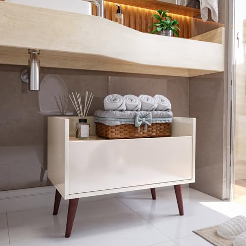 Gabinete para Banheiro Grécia Armário Multiuso Organizador com Porta (Off White)