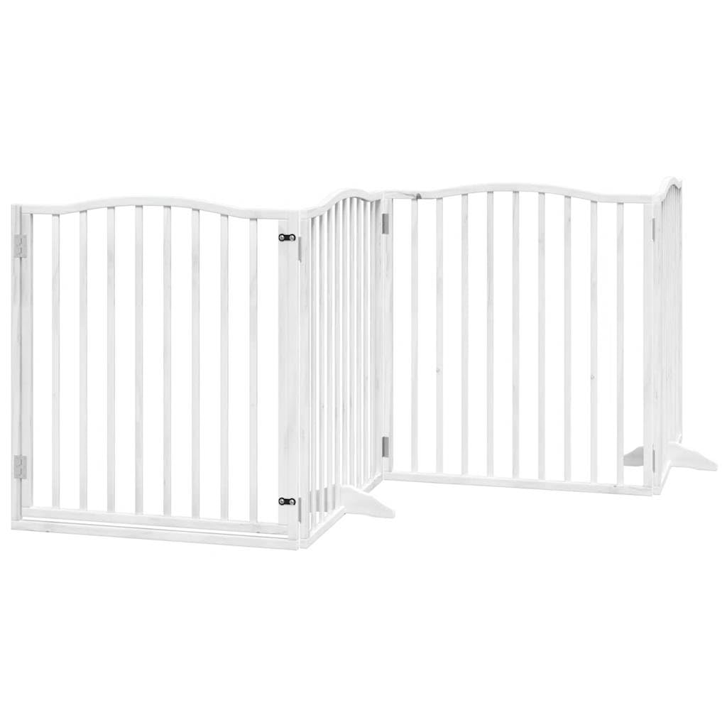 Homgoday Barrera para Perros,Barrera de Seguridad para Perros Mascotas,para Escaleras y Puertas Puerta de Perros Plegable 8 Paneles Madera álamo Blanca 640 cm