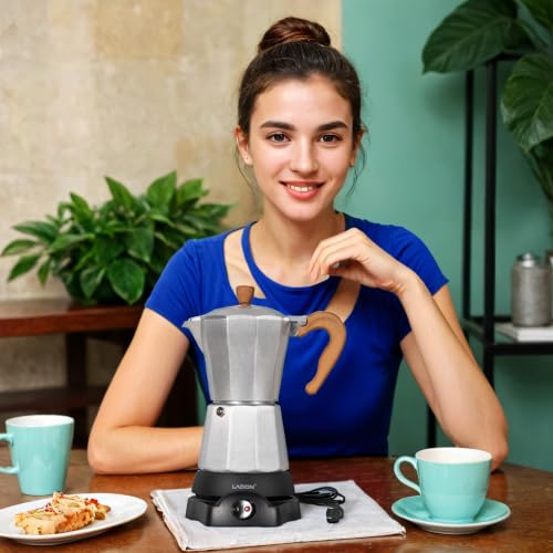 Image of LAOION Cafeteras Electricas Modernas,6 Cup Portable Espresso Maker,300ml